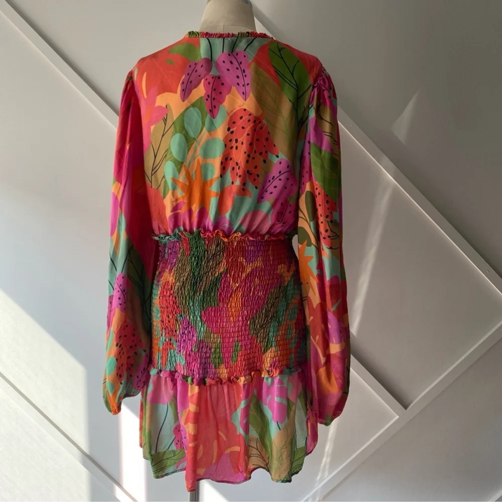 X SOLD X Farm Rio Sweet Forest Long Sleeve Mini Dress - L - Picture 4 of 15